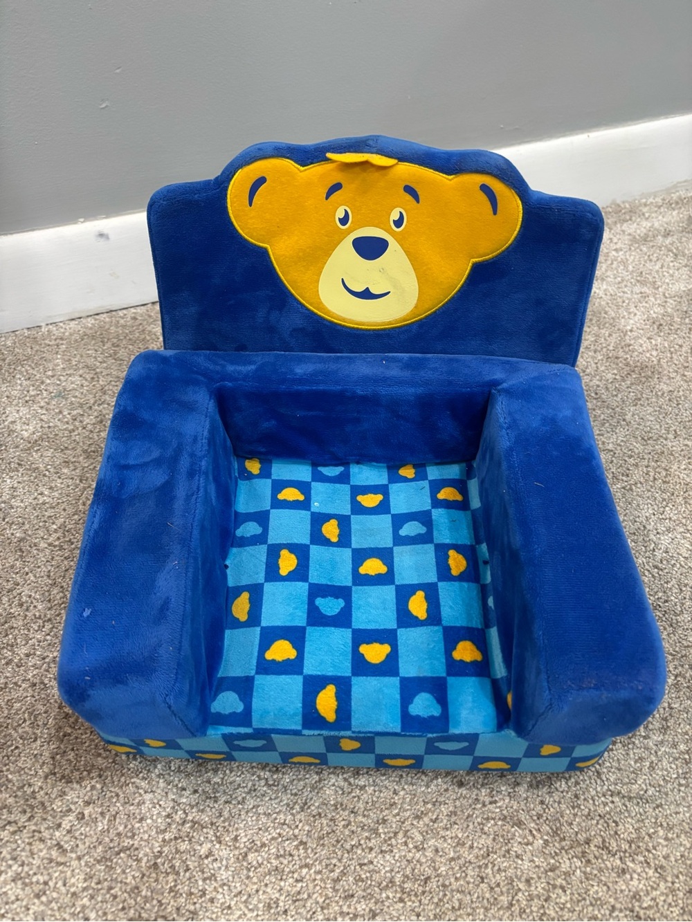 Build A Bear Bearemy Folding Chair Bed Blue Yellow Convertible Plush Furniture
